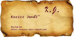 Kozicz Jenő névjegykártya